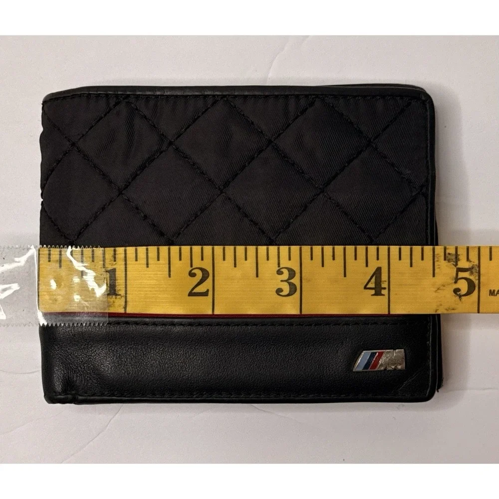 BMW M Series Quilted Nylon & Leather Bifold Wallet Black Car Lover Rare Dad